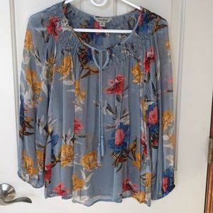Lucky Brand floral blouse size medium